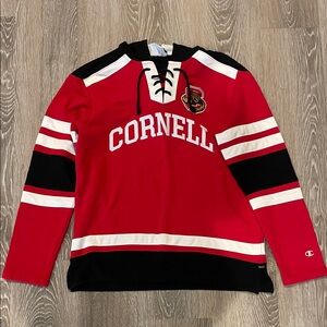 Cornell University Big Red Lace-Up Hockey Hooded Jersey